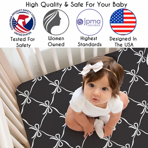 Ballerina and Ballet Bows Black Collection 2 Pack Crib Sheets - alt image 2
