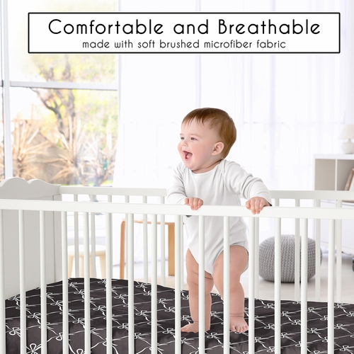 Ballerina and Ballet Bows Black Collection Crib Sheet - alt image 1
