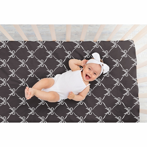 Ballerina and Ballet Bows Black Collection Crib Sheet - alt image 5