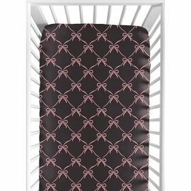 Ballerina and Ballet Bows Black Collection Crib Sheet
