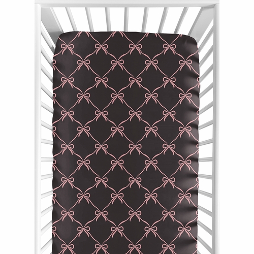Ballerina and Ballet Bows Black Collection Crib Sheet