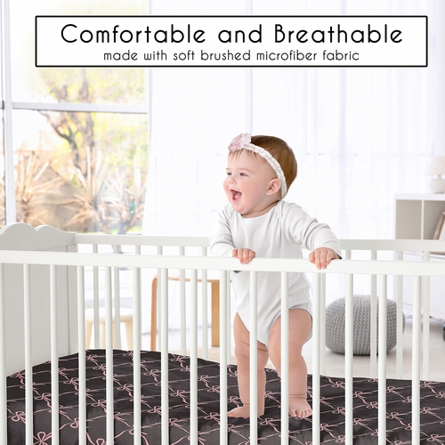 Ballerina and Ballet Bows Black Collection Crib Sheet - alt image 1