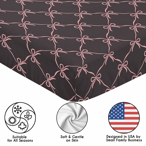 Ballerina and Ballet Bows Black Collection Crib Sheet - alt image 4