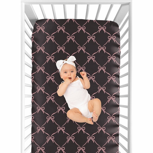 Ballerina and Ballet Bows Black Collection Crib Sheet - alt image 5