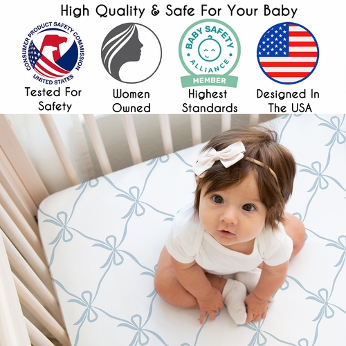 Ballerina and Ballet Bows Blue Collection Crib Sheet - alt image 2