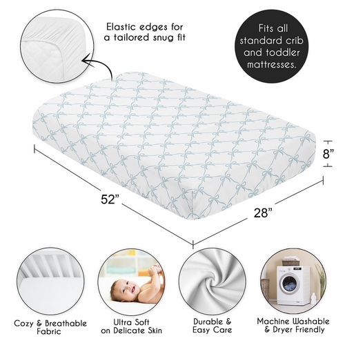 Ballerina and Ballet Bows Blue Collection Crib Sheet - alt image 3