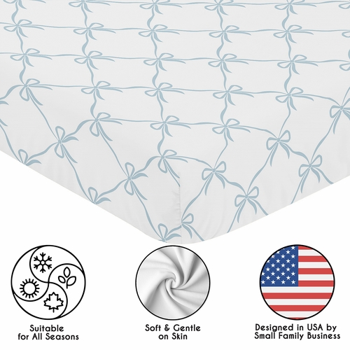 Ballerina and Ballet Bows Blue Collection Crib Sheet - alt image 4