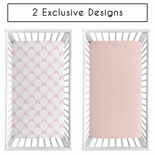 Ballerina and Ballet Bows Collection 100% Cotton Muslin 2 Pack Crib Sheets - alt image 1