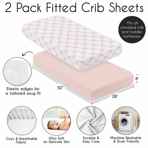 Ballerina and Ballet Bows Collection 100% Cotton Muslin 2 Pack Crib Sheets - alt image 3