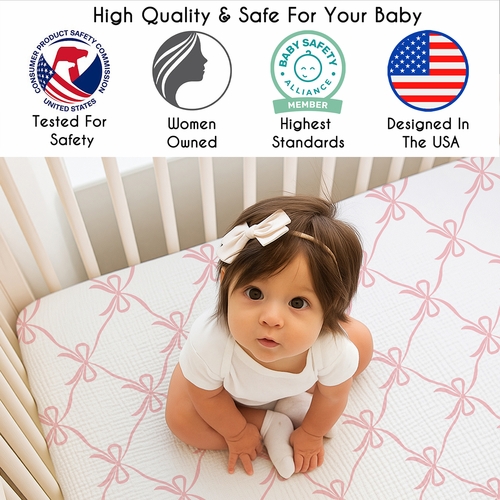 Ballerina and Ballet Bows Collection 100% Cotton Muslin 2 Pack Crib Sheets - alt image 2