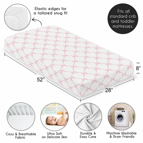 Ballerina and Ballet Bows Collection 100% Cotton Muslin Crib Sheet - alt image 3