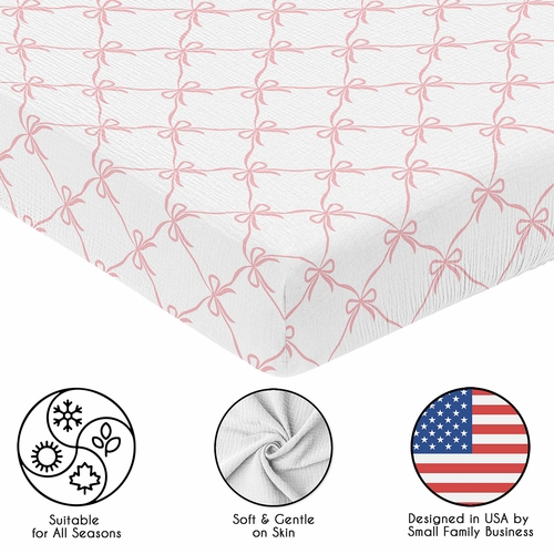 Ballerina and Ballet Bows Collection 100% Cotton Muslin Crib Sheet - alt image 4