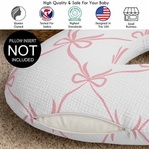 Ballerina and Ballet Bows Collection 100% Cotton Muslin Nursing Breastfeeding Pillow Cover Case (Pillow Not Included) - alt image 2