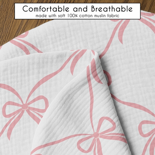 Ballerina and Ballet Bows Collection 100% Cotton Muslin Nursing Breastfeeding Pillow Cover Case (Pillow Not Included) - alt image 4