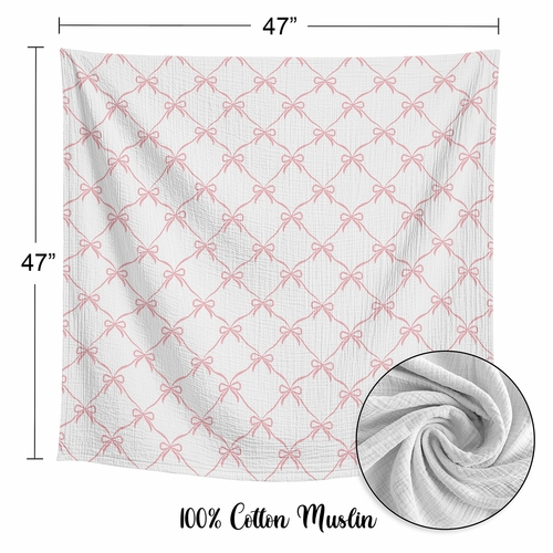 Ballerina and Ballet Bows Collection 2 Pack 100% Cotton Muslin Baby Swaddle Receiving Blankets - alt image 3