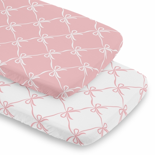 Ballerina and Ballet Bows Collection 2 Pack Baby Bassinet Fitted Sheets