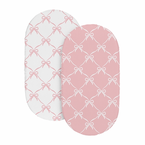 Ballerina and Ballet Bows Collection 2 Pack Baby Bassinet Fitted Sheets - alt image 1