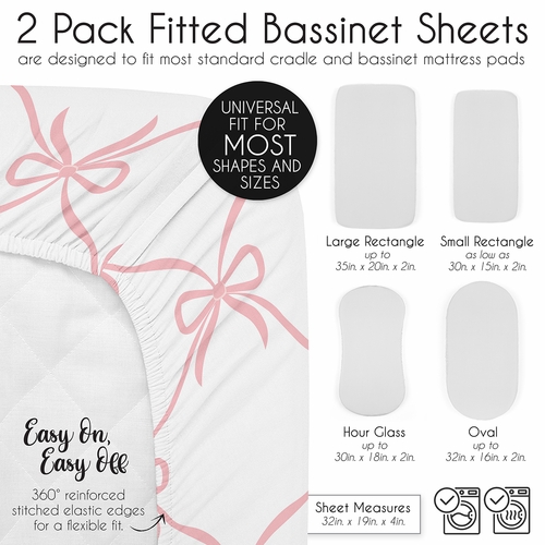 Ballerina and Ballet Bows Collection 2 Pack Baby Bassinet Fitted Sheets - alt image 5