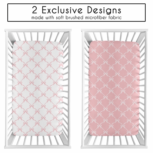 Ballerina and Ballet Bows Collection 2 Pack Crib Sheets - alt image 1
