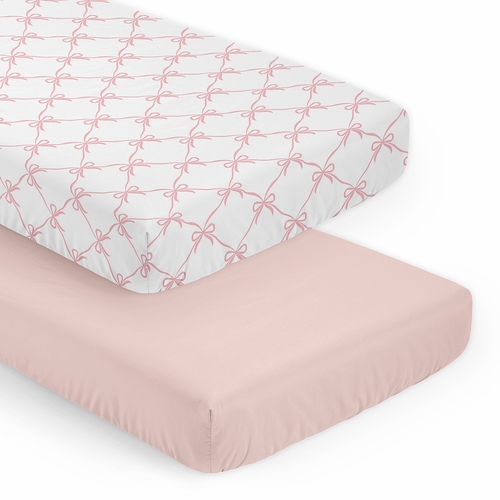 Ballerina and Ballet Bows Collection 2 Pack Crib Sheets - Bow Print