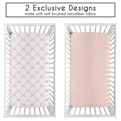 Ballerina and Ballet Bows Collection 2 Pack Crib Sheets - Bow Print - alt image 1