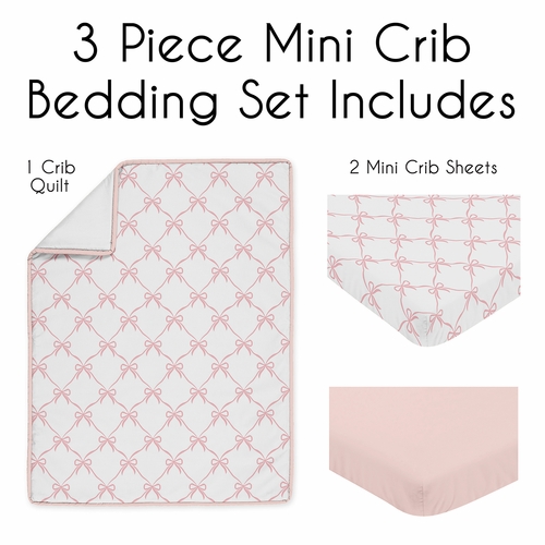 Ballerina and Ballet Bows Collection 3 Piece Mini Crib Bedding Set - alt image 1
