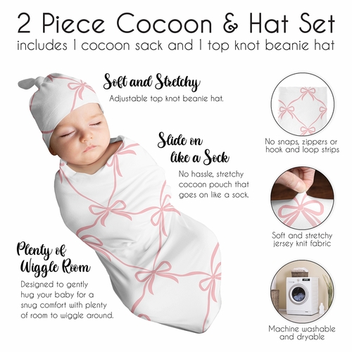 Ballerina and Ballet Bows Collection Baby Cocoon and Beanie Hat - 2 Piece Set - alt image 5
