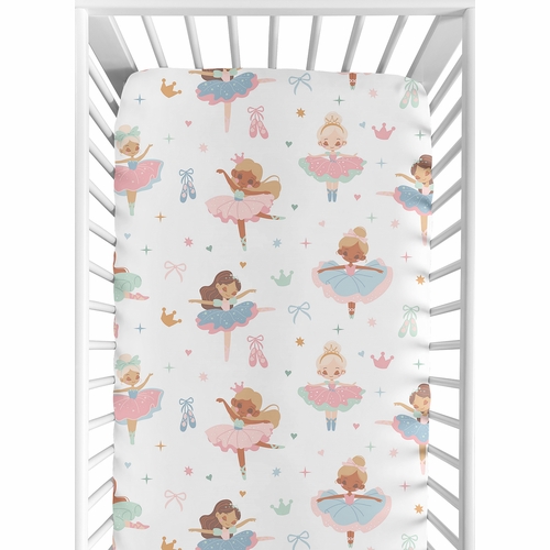Ballerina and Ballet Bows Collection Crib Sheet