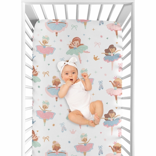 Ballerina and Ballet Bows Collection Crib Sheet - alt image 3