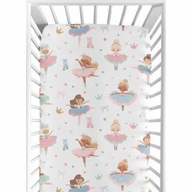 Ballerina and Ballet Bows Collection Crib Sheet