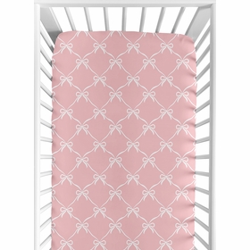 Ballerina and Ballet Bows Collection Crib Sheet - Pink Bow Print