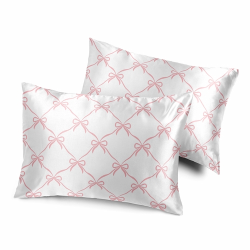 Ballerina and Ballet Bows Collection Decorative Satin Pillowcases - 2 Pack Set