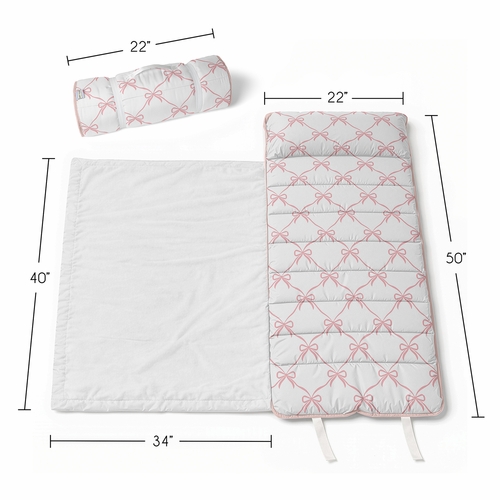 Ballerina and Ballet Bows Collection Lightweight Toddler Nap Mat with Pillow - alt image 2