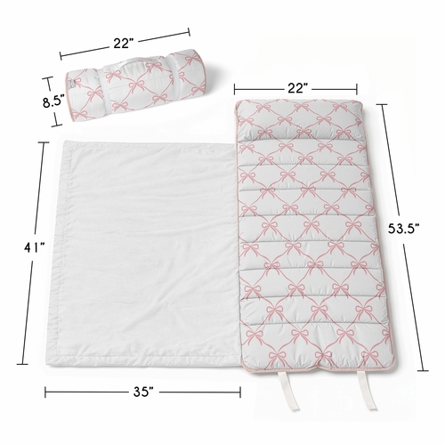 Ballerina and Ballet Bows Collection Lightweight Toddler Nap Mat with Pillow - alt image 2