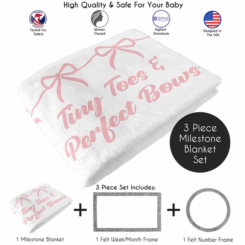 Ballerina and Ballet Bows Collection Monthly Milestone Baby Blanket - alt image 1