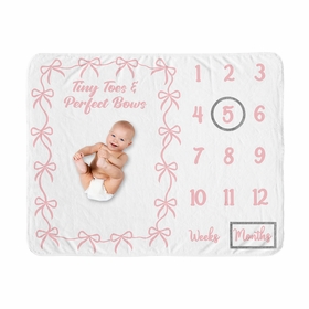 Ballerina and Ballet Bows Collection Monthly Milestone Baby Blanket