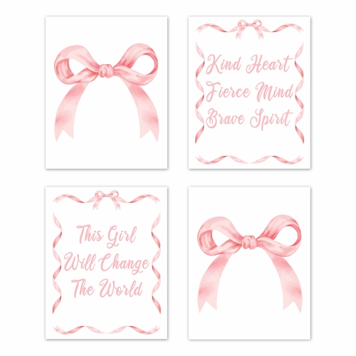 Ballerina and Ballet Bows Collection Wall Art Prints - Set of 4