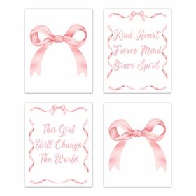 Ballerina and Ballet Bows Collection Wall Art Prints - Set of 4
