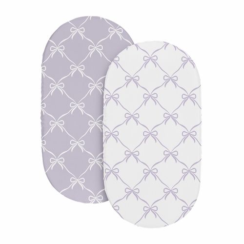 Ballerina and Ballet Bows Purple Collection 2 Pack Baby Bassinet Fitted Sheets - alt image 1