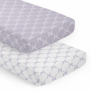 Ballerina and Ballet Bows Purple Collection 2 Pack Crib Sheets