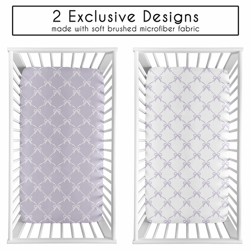Ballerina and Ballet Bows Purple Collection 2 Pack Crib Sheets - alt image 1