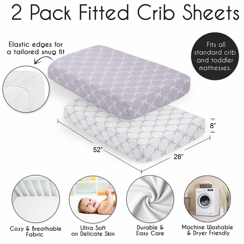 Ballerina and Ballet Bows Purple Collection 2 Pack Crib Sheets - alt image 3