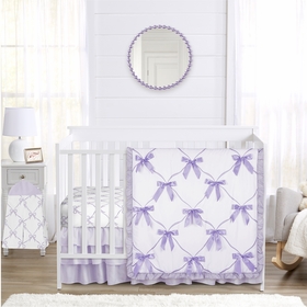 Ballerina and Ballet Bows Purple Collection 4 Piece Crib Bedding