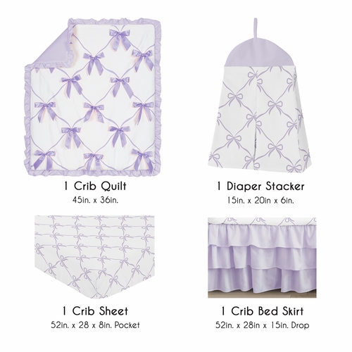 Ballerina and Ballet Bows Purple Collection 4 Piece Crib Bedding - alt image 1