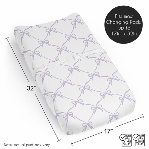Ballerina and Ballet Bows Purple Collection Changing Pad Cover Sheet - alt image 5