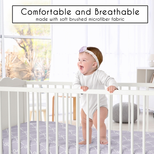 Ballerina and Ballet Bows Purple Collection Crib Sheet - alt image 1