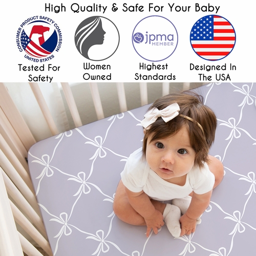 Ballerina and Ballet Bows Purple Collection Crib Sheet - alt image 2