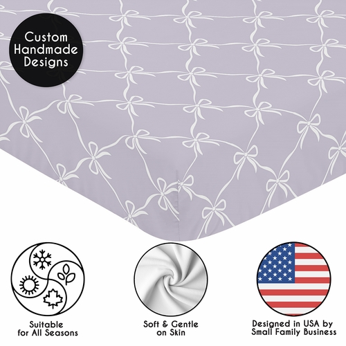 Ballerina and Ballet Bows Purple Collection Crib Sheet - alt image 4