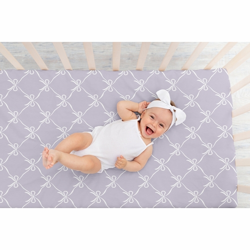 Ballerina and Ballet Bows Purple Collection Crib Sheet - alt image 5