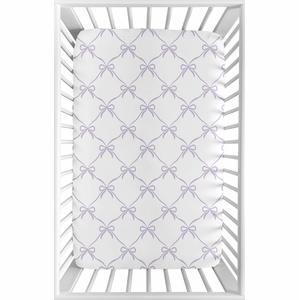 Ballerina and Ballet Bows Purple Collection Mini Crib Sheet